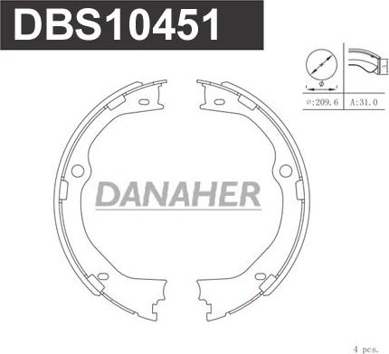 Danaher DBS10451 - Комплект гальм, ручник, парковка autozip.com.ua