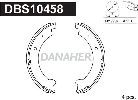 Danaher DBS10458 - Комплект гальм, ручник, парковка autozip.com.ua