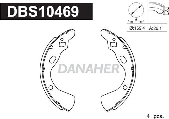 Danaher DBS10469 - Комплект гальм, барабанний механізм autozip.com.ua