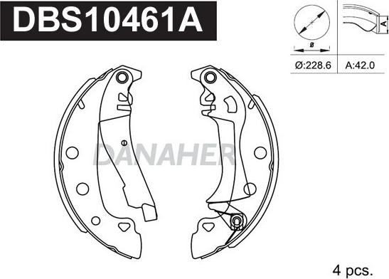 Danaher DBS10461A - Комплект гальм, барабанний механізм autozip.com.ua