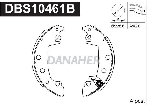 Danaher DBS10461B - Комплект гальм, барабанний механізм autozip.com.ua