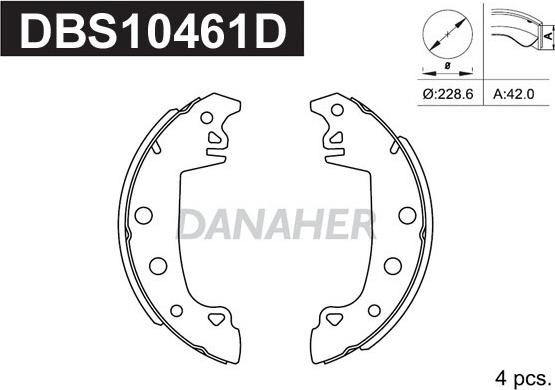 Danaher DBS10461D - Комплект гальм, барабанний механізм autozip.com.ua