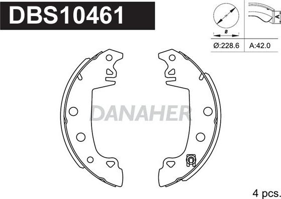 Danaher DBS10461 - Комплект гальм, барабанний механізм autozip.com.ua