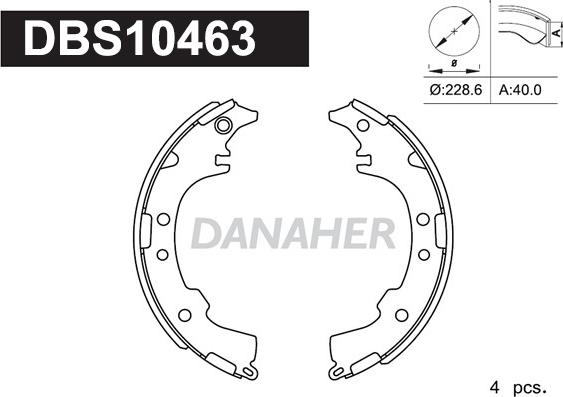 Danaher DBS10463 - Комплект гальм, барабанний механізм autozip.com.ua