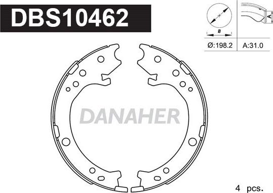 Danaher DBS10462 - Комплект гальм, ручник, парковка autozip.com.ua