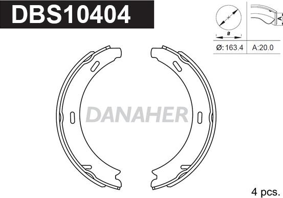 Danaher DBS10404 - Комплект гальм, ручник, парковка autozip.com.ua