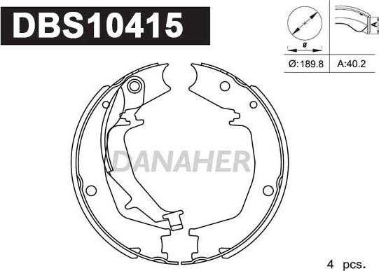 Danaher DBS10415 - Комплект гальм, ручник, парковка autozip.com.ua