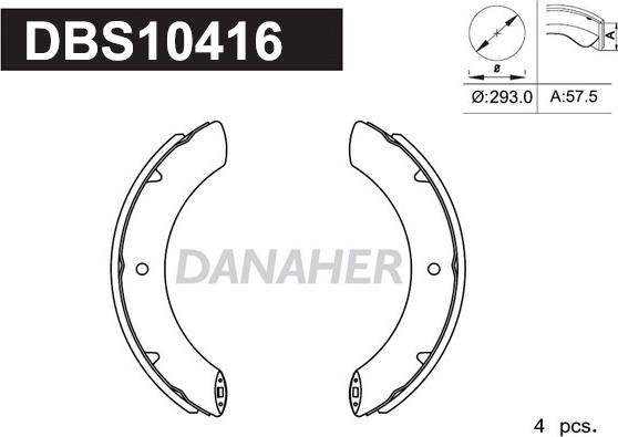 Danaher DBS10416 - Комплект гальм, барабанний механізм autozip.com.ua