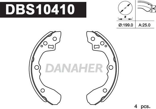 Danaher DBS10410 - Комплект гальм, барабанний механізм autozip.com.ua
