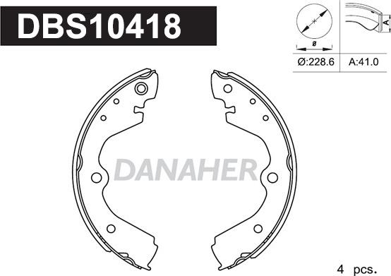 Danaher DBS10418 - Комплект гальм, барабанний механізм autozip.com.ua