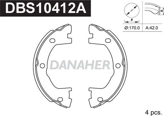Danaher DBS10412A - Комплект гальм, ручник, парковка autozip.com.ua