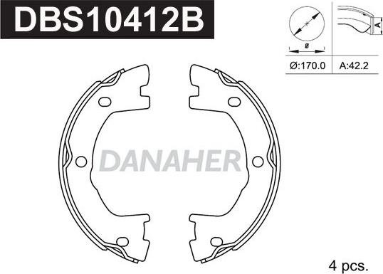 Danaher DBS10412B - Комплект гальм, ручник, парковка autozip.com.ua