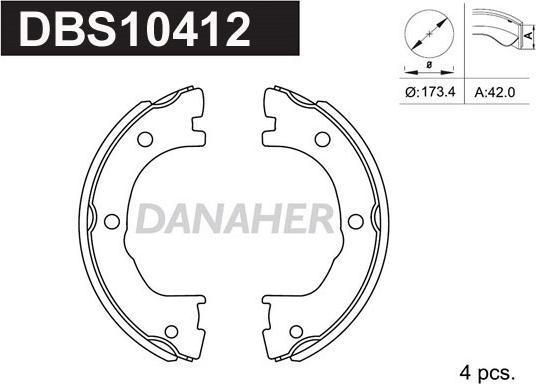 Danaher DBS10412 - Комплект гальм, ручник, парковка autozip.com.ua