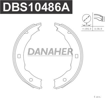 Danaher DBS10486A - Комплект гальм, ручник, парковка autozip.com.ua