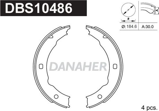 Danaher DBS10486 - Комплект гальм, ручник, парковка autozip.com.ua