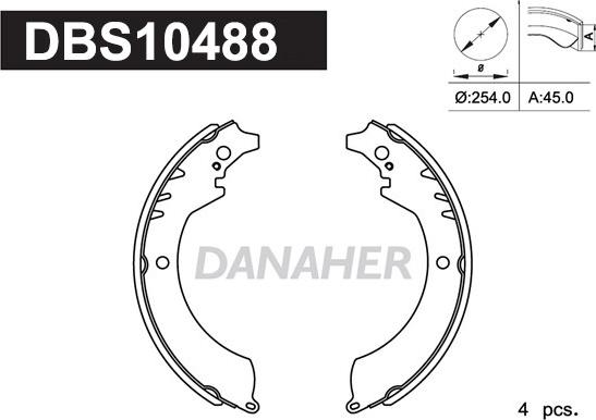 Danaher DBS10488 - Комплект гальм, барабанний механізм autozip.com.ua