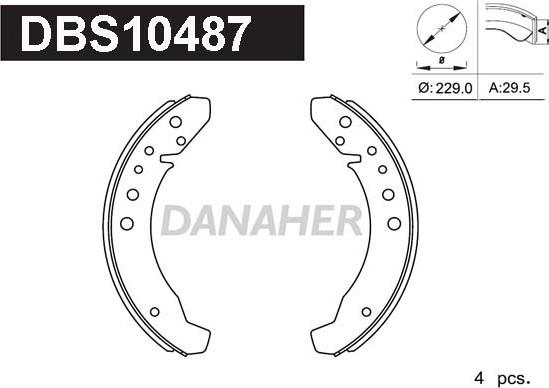 Danaher DBS10487 - Комплект гальм, барабанний механізм autozip.com.ua