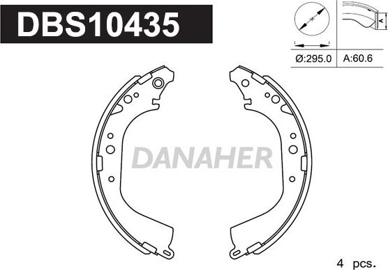 Danaher DBS10435 - Комплект гальм, барабанний механізм autozip.com.ua