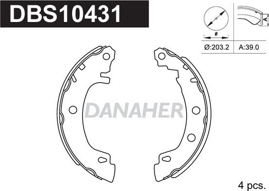 Danaher DBS10431 - Комплект гальм, барабанний механізм autozip.com.ua