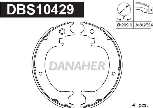 Danaher DBS10429 - Комплект гальм, ручник, парковка autozip.com.ua