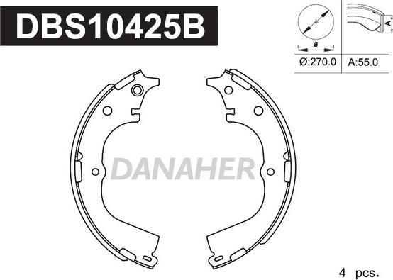 Danaher DBS10425B - Комплект гальм, барабанний механізм autozip.com.ua