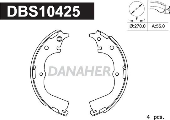 Danaher DBS10425 - Комплект гальм, барабанний механізм autozip.com.ua