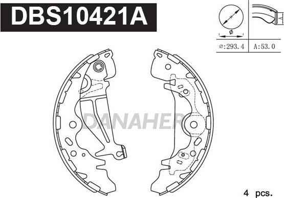 Danaher DBS10421A - Комплект гальм, барабанний механізм autozip.com.ua