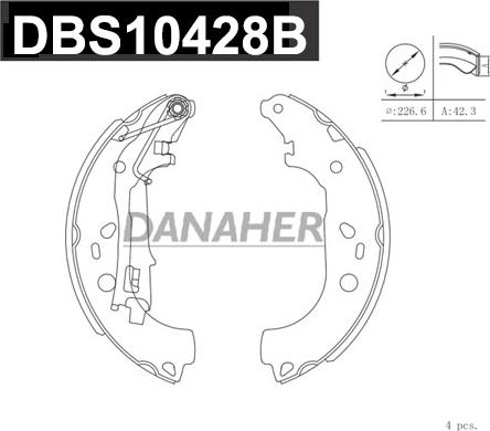 Danaher DBS10428B - Комплект гальм, барабанний механізм autozip.com.ua