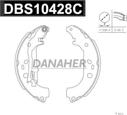 Danaher DBS10428C - Комплект гальм, барабанний механізм autozip.com.ua