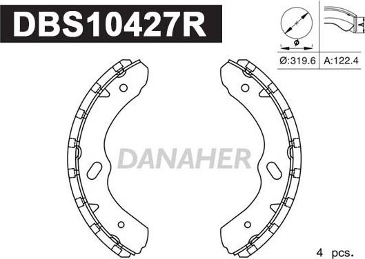 Danaher DBS10427R - Комплект гальм, барабанний механізм autozip.com.ua