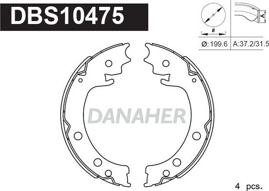 Danaher DBS10475 - Комплект гальм, ручник, парковка autozip.com.ua