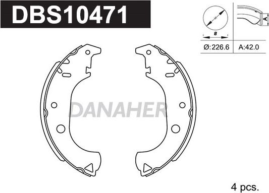 Danaher DBS10471 - Комплект гальм, барабанний механізм autozip.com.ua
