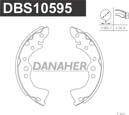 Danaher DBS10595 - Комплект гальм, барабанний механізм autozip.com.ua