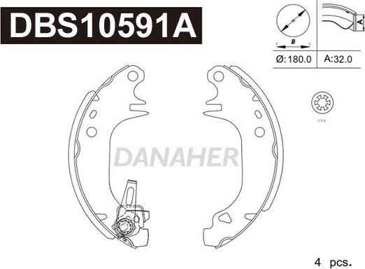 Danaher DBS10591A - Комплект гальм, барабанний механізм autozip.com.ua