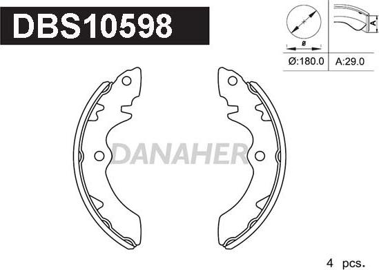 Danaher DBS10598 - Комплект гальм, барабанний механізм autozip.com.ua