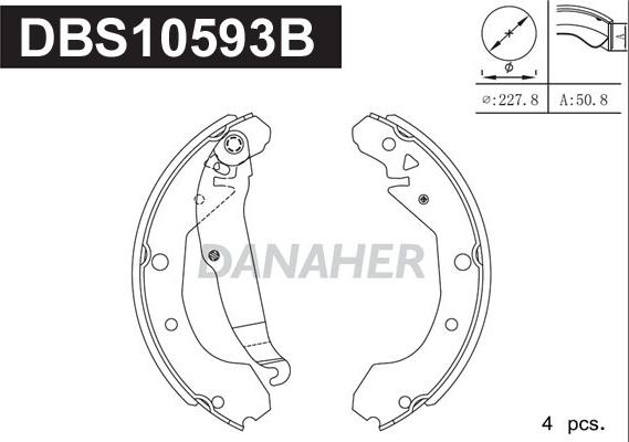 Danaher DBS10593B - Комплект гальм, барабанний механізм autozip.com.ua