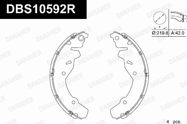 Danaher DBS10592R - Комплект гальм, барабанний механізм autozip.com.ua