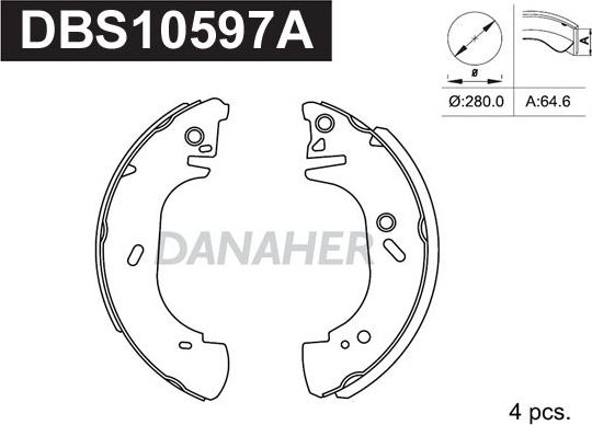 Danaher DBS10597A - Комплект гальм, барабанний механізм autozip.com.ua