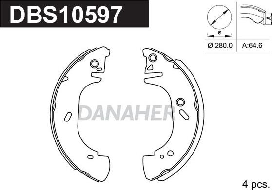 Danaher DBS10597 - Комплект гальм, барабанний механізм autozip.com.ua