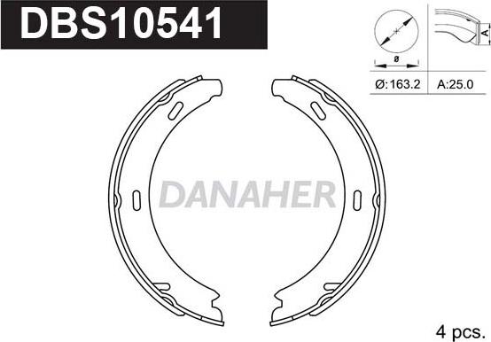 Danaher DBS10541 - Комплект гальм, ручник, парковка autozip.com.ua