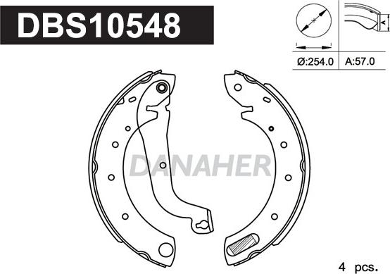 Danaher DBS10548 - Комплект гальм, барабанний механізм autozip.com.ua