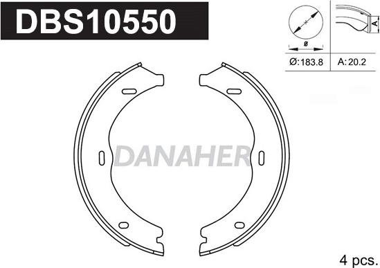 Danaher DBS10550 - Комплект гальм, ручник, парковка autozip.com.ua