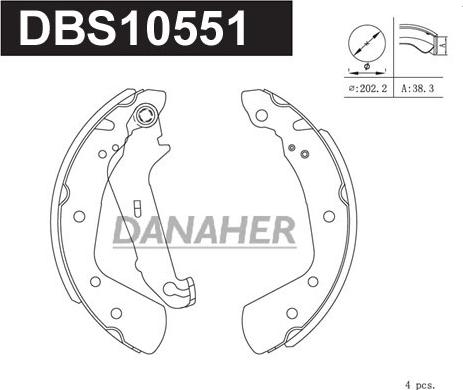 Danaher DBS10551 - Комплект гальм, барабанний механізм autozip.com.ua