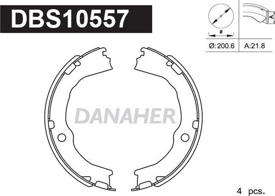 Danaher DBS10557 - Комплект гальм, ручник, парковка autozip.com.ua