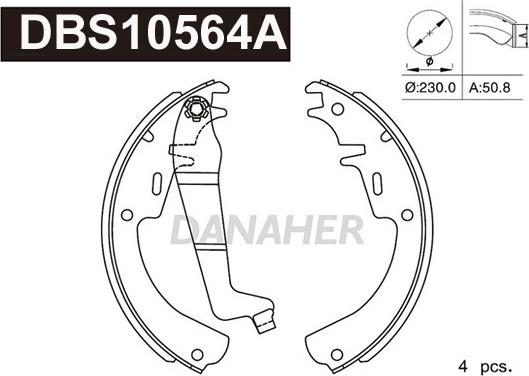 Danaher DBS10564A - Комплект гальм, барабанний механізм autozip.com.ua