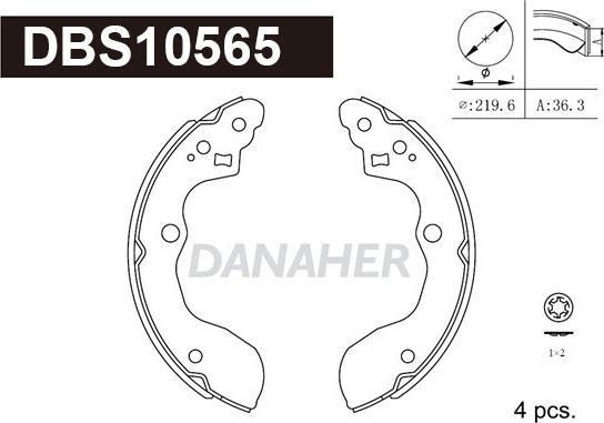 Danaher DBS10565 - Комплект гальм, барабанний механізм autozip.com.ua