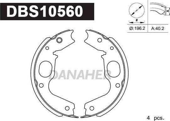 Danaher DBS10560 - Комплект гальм, ручник, парковка autozip.com.ua