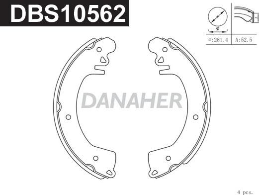 Danaher DBS10562 - Комплект гальм, барабанний механізм autozip.com.ua