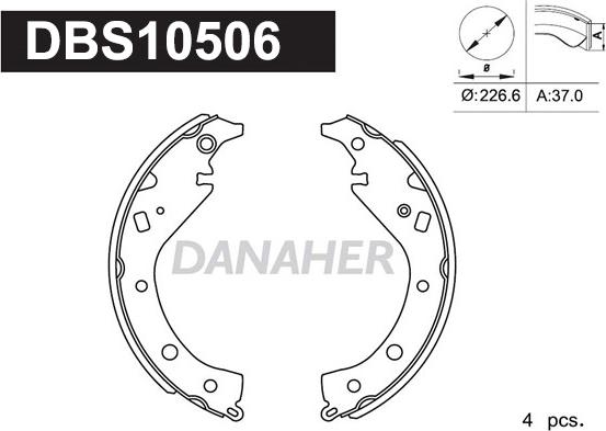 Danaher DBS10506 - Комплект гальм, барабанний механізм autozip.com.ua