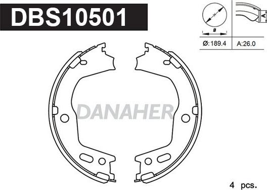 Danaher DBS10501 - Комплект гальм, ручник, парковка autozip.com.ua